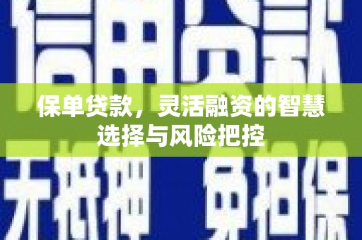 大甲保单贷款，灵活融资的智慧选择与风险把控