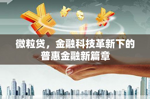 大甲微粒贷，金融科技革新下的普惠金融新篇章