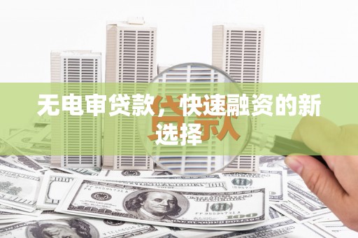 大甲无电审贷款，快速融资的新选择