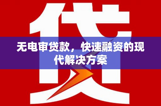 大甲无电审贷款，快速融资的现代解决方案
