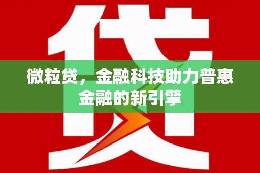 大甲微粒贷，金融科技助力普惠金融的新引擎