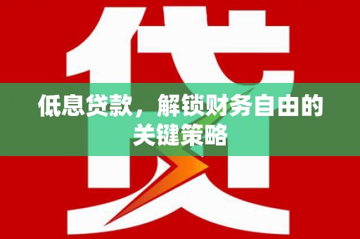 大甲低息贷款，解锁财务自由的关键策略