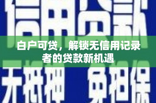 大甲白户可贷，解锁无信用记录者的贷款新机遇