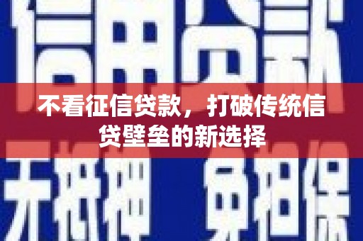 大甲不看征信贷款，打破传统信贷壁垒的新选择