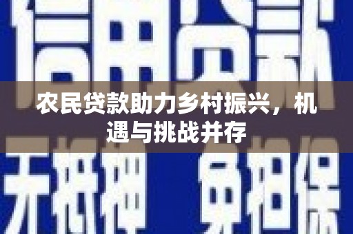 大甲农民贷款助力乡村振兴，机遇与挑战并存