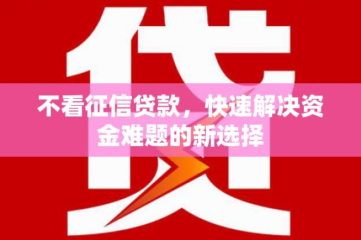 大甲不看征信贷款，快速解决资金难题的新选择