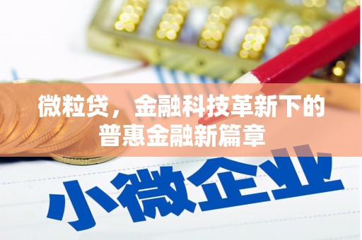 大甲微粒贷，金融科技革新下的普惠金融新篇章
