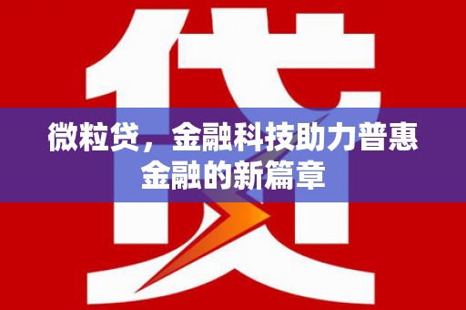 大甲微粒贷，金融科技助力普惠金融的新篇章